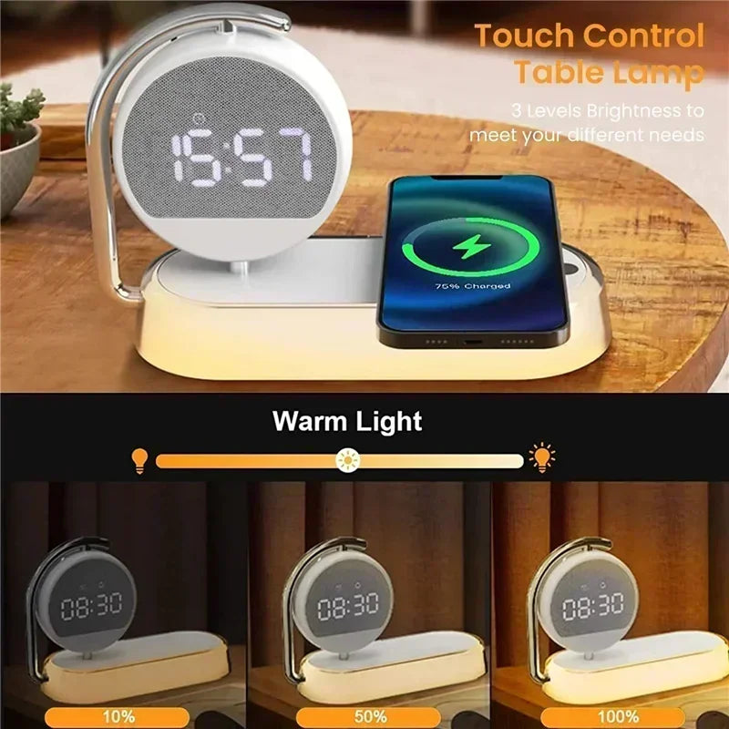 LED Night Light Clock with Mobile Phone Wireless Charger