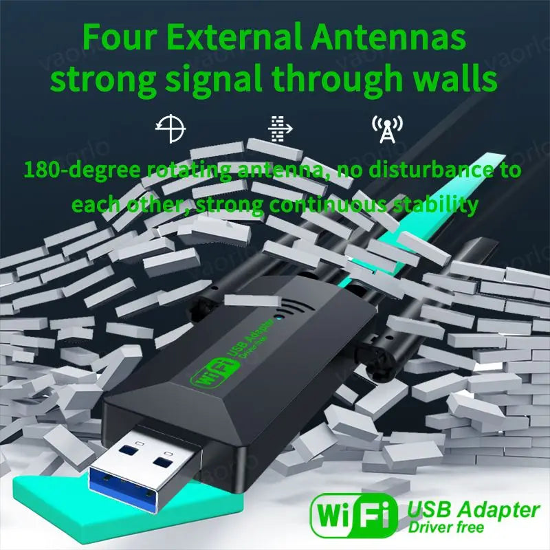Original 4 Antennas 1200Mbps WiFi USB 3.0 Adapter