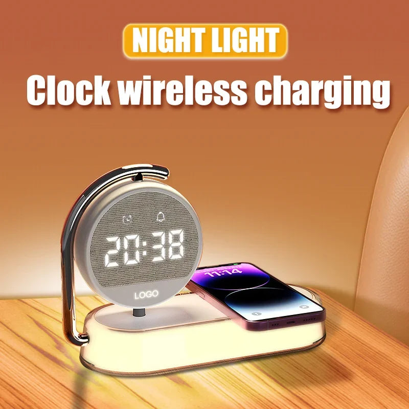 LED Night Light Clock with Mobile Phone Wireless Charger