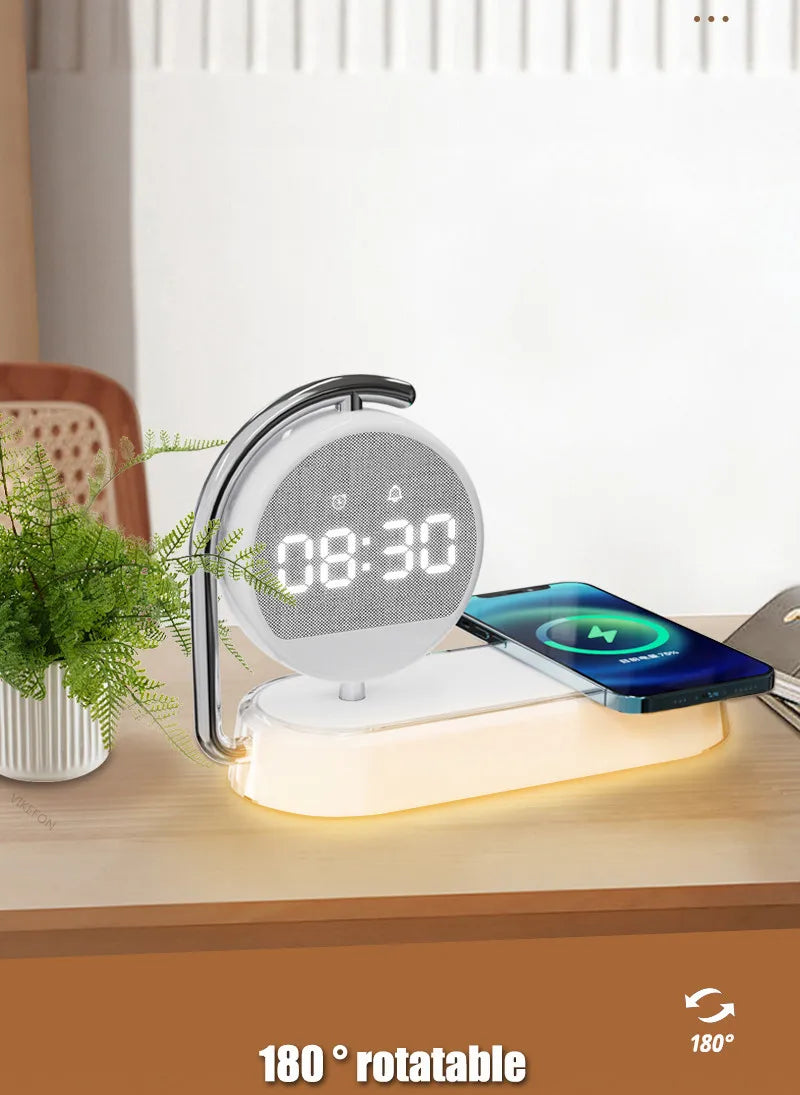 LED Night Light Clock with Mobile Phone Wireless Charger