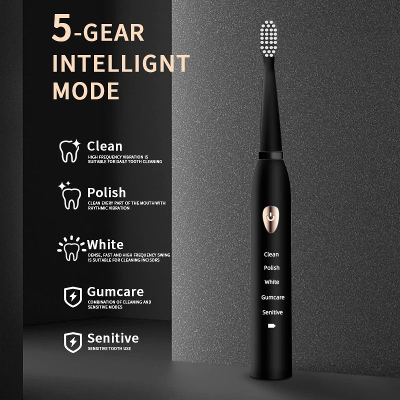 SZ Adult Black White Classic Electric Toothbrush