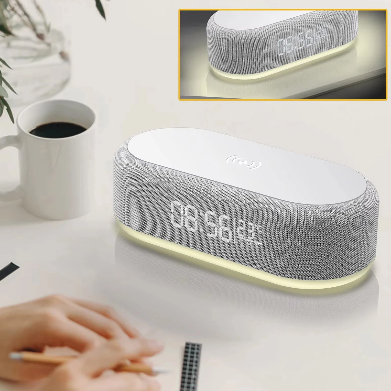 Fast Wireless Charger Alarm Clock Time  with LED Light