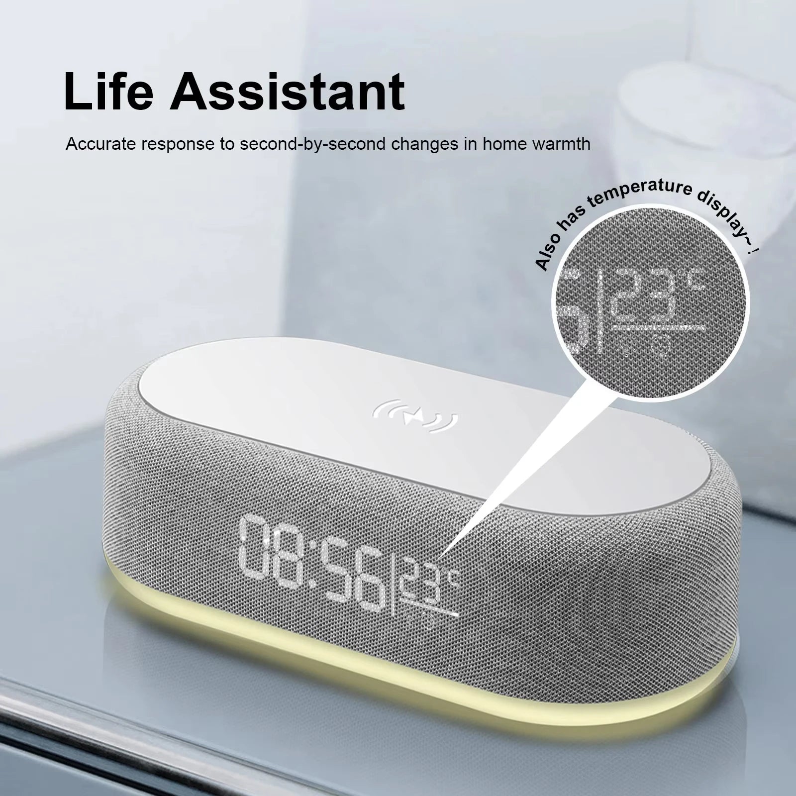 Fast Wireless Charger Alarm Clock Time  with LED Light