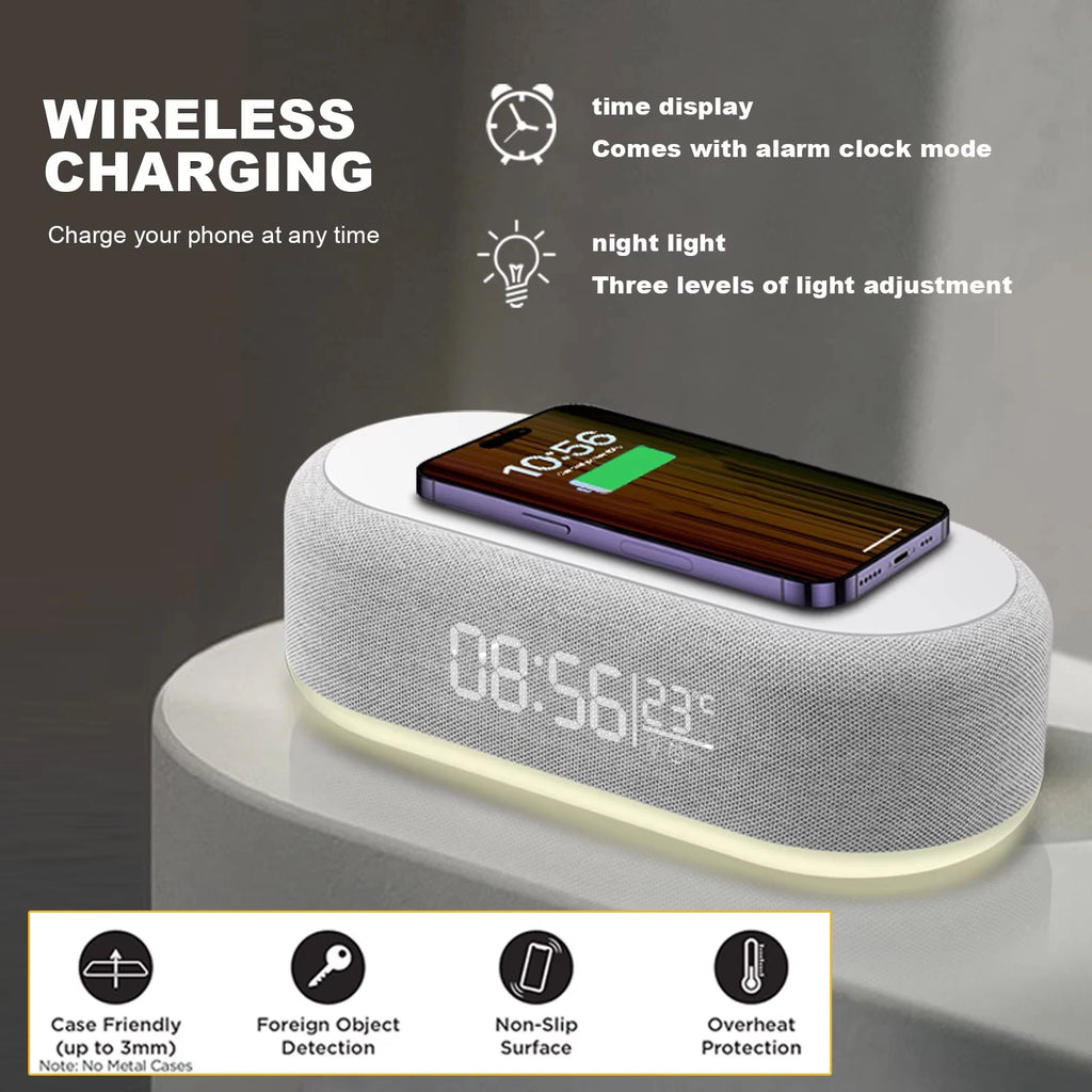 Fast Wireless Charger Alarm Clock Time  with LED Light