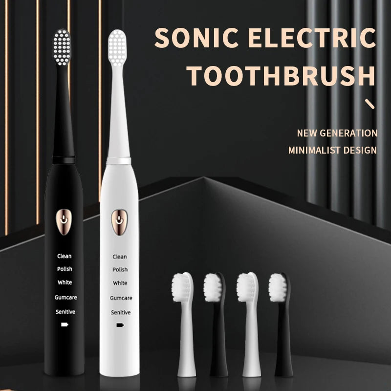 SZ Adult Black White Classic Electric Toothbrush