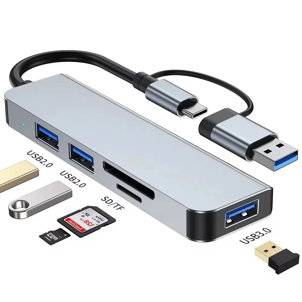 8 In 2 USB HUB With Splitter Card Reader