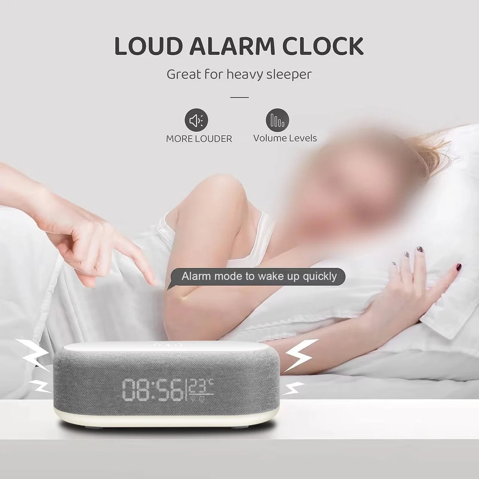 Fast Wireless Charger Alarm Clock Time  with LED Light