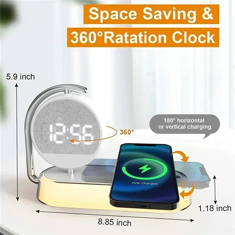 LED Night Light Clock with Mobile Phone Wireless Charger