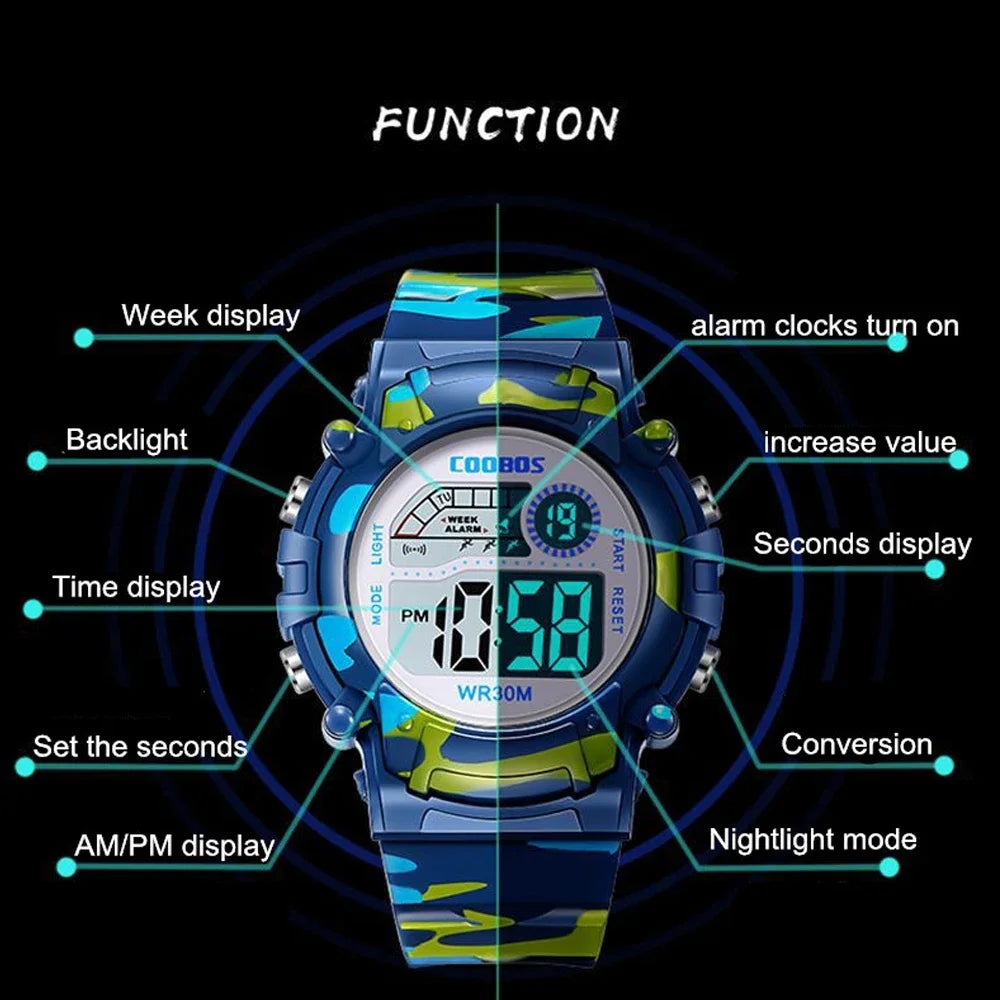 Sport Digital Watch for Kids Waterproof