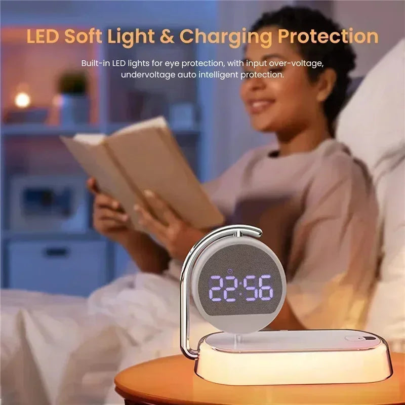 LED Night Light Clock with Mobile Phone Wireless Charger